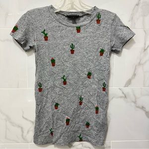 Cactus print crew neck tee